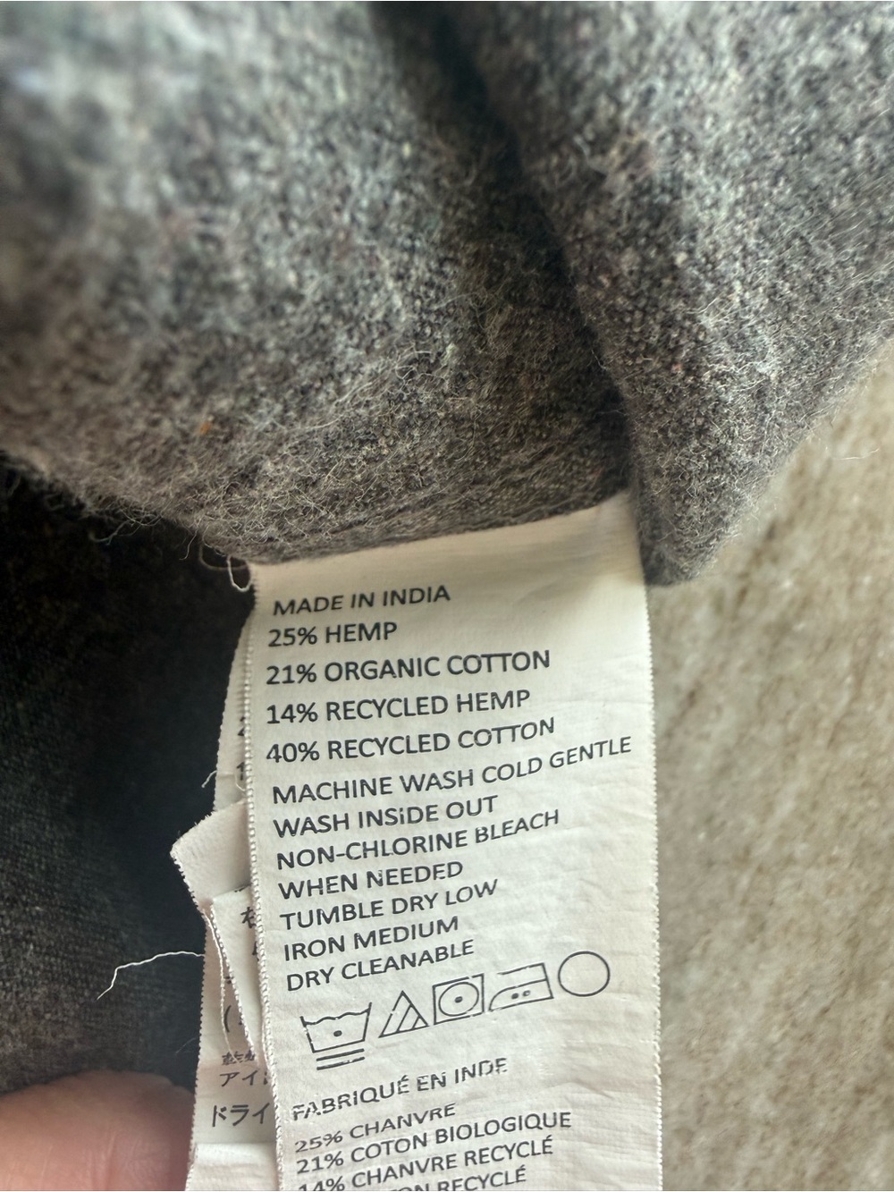 Prana Men's Charcoal Hemp blend Button-Down Long Sleeve Shirt - Picture 3 of 7